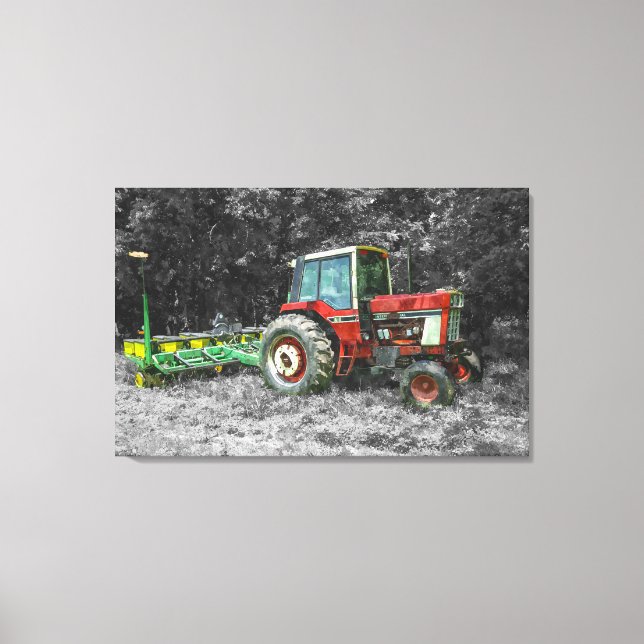 Old International Tractor Painterly Canvas Print (Front)