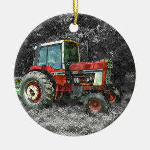 Old International Tractor Painterly Ceramic Tree Decoration