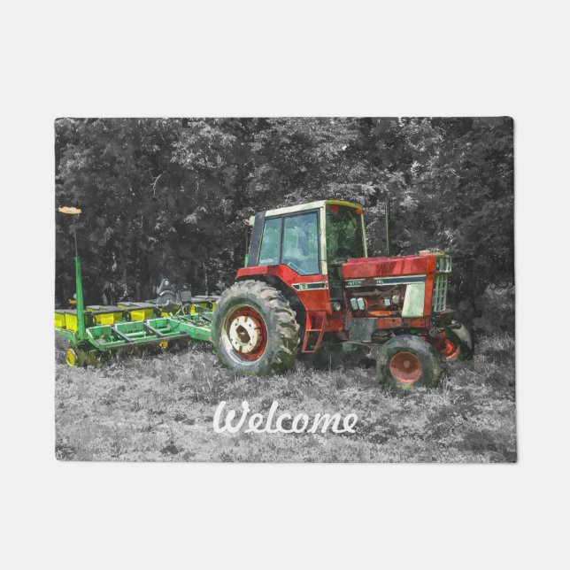 Old International Tractor Painterly Doormat (Front)