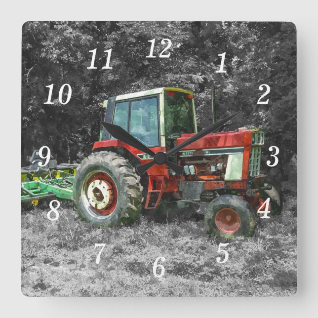 Old International Tractor Painterly Wall Clock (Front)