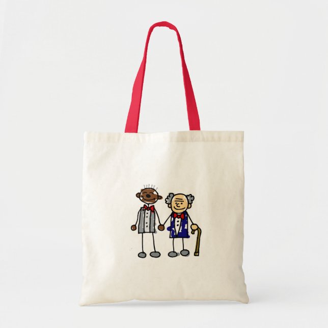 Old Interracial Gay Couple Tote Bag (Front)