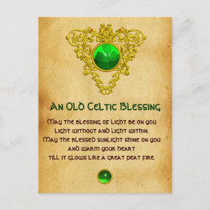 Old Irish Blessing For Luck Parchment,Celtic Knots Postcard