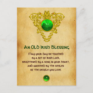 Old Irish Blessing For Luck Parchment,Celtic Knots Postcard