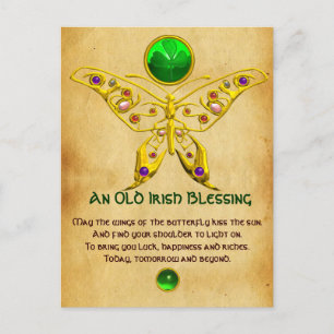 Old Irish Blessing For Luck Parchment Postcard