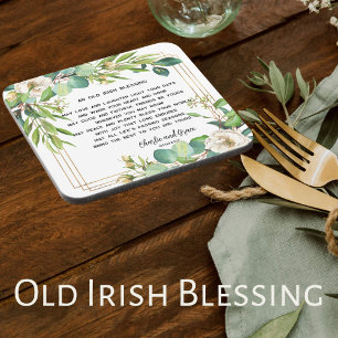Old Irish Blessing & Wedding Greenery 2  Coaster