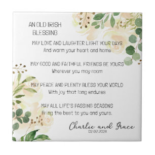 Old Irish Blessing & Wedding Greenery 3 Tile
