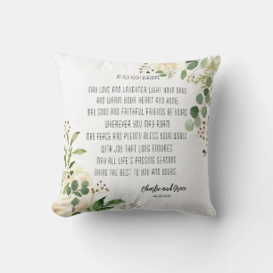 Old Irish Blessing & Wedding Greenery  Cushion