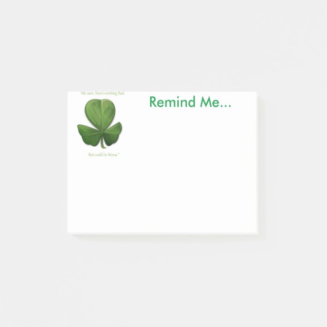 Old Irish Saying. Remind me Notes (Front)