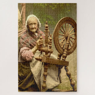 Old Irish Wool Spinner Lady, Jigsaw Puzzle