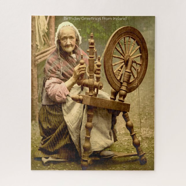 Old Irish Wool Spinner Lady, Jigsaw Puzzle (Vertical)