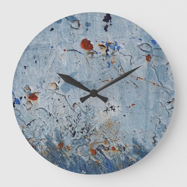 Old Iron Blue Stain Corrode Large Clock (Front)