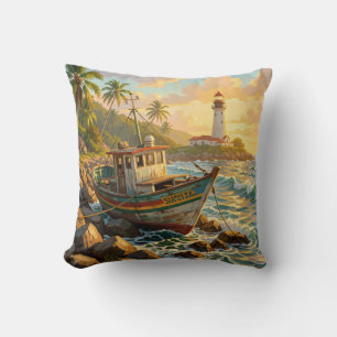 old Jamaican fishing boats Cushion