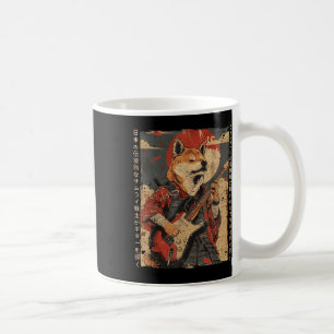 Old Japanese Artwork Samurai Dog Playing The Elect Coffee Mug