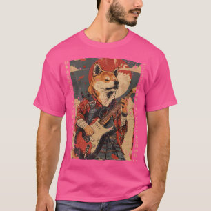 Old Japanese Artwork Samurai Dog Playing The Elect T-Shirt