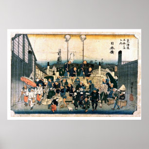 Old Japanese Bridge Ukiyo–e Poster