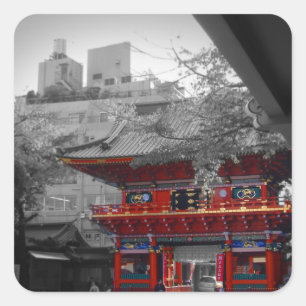 Old Japanese Temple Square Sticker