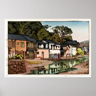 Old Japanese Village Ukiyo–e Poster