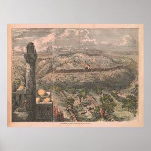 Old Jerusalem Israel Map (1853)  Poster