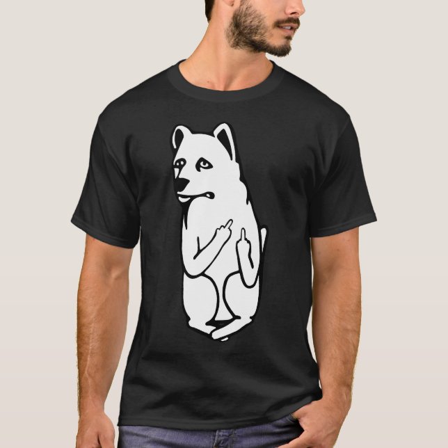 Old Jonathon Middle Finger Husky T-Shirt (Front)