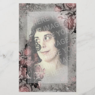 Old Key and Roses Custom Photo Stationery