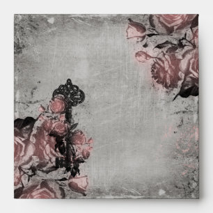 Old Key and Roses Square Envelopes