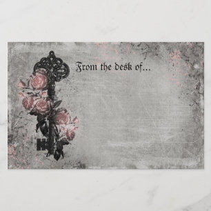 Old Key and Roses Stationery