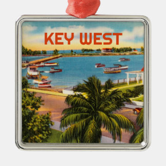 Old Key West Florida with vintage harbour scene Metal Tree Decoration