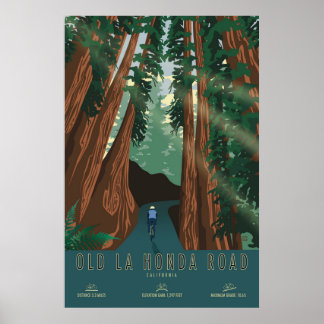 Old La Honda Road Cycling Poster