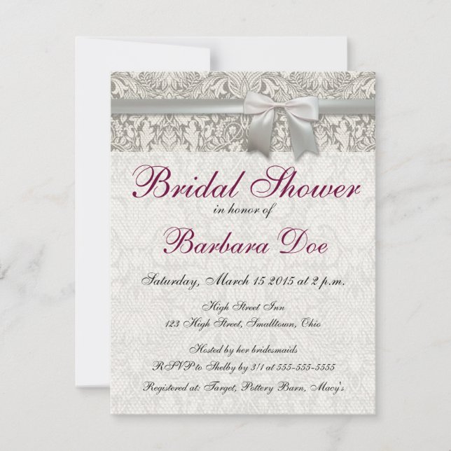 Old Lace Wedding Bridal Shower Invitation custom (Front)