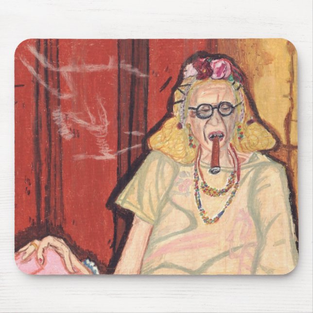 old lady and cigar mouse mat (Front)