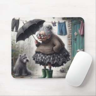 Old lady caricature mouse mat