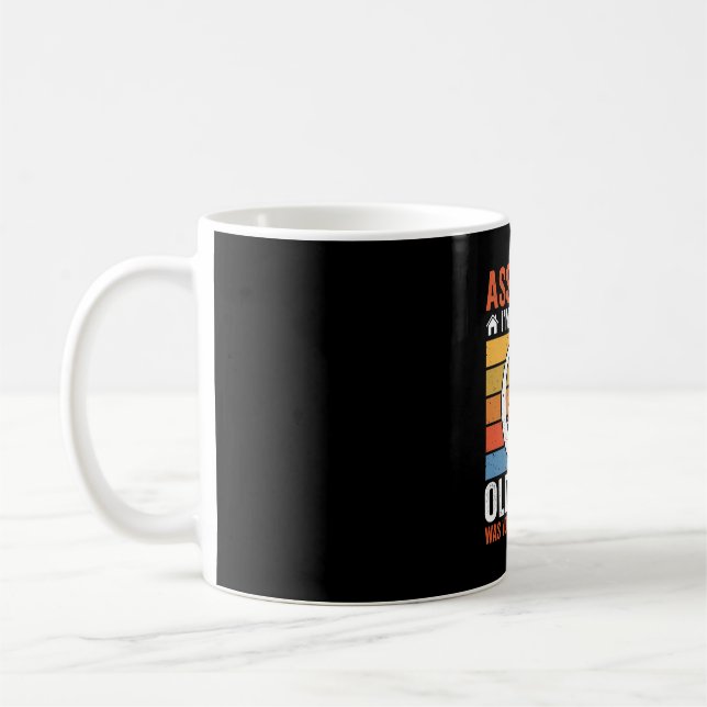Old Lady Dog Warning Retro Coffee Mug (Left)