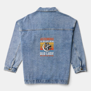 Old Lady Dog Warning Retro Denim Jacket