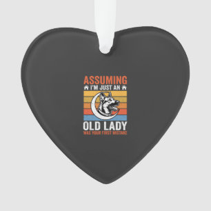 Old Lady Dog Warning Retro Ornament