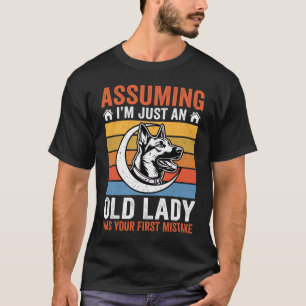 Old Lady Dog Warning Retro T-Shirt