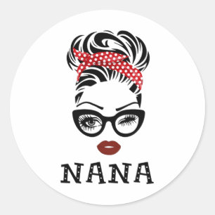 Old Lady Face Bow Byndana Gles Wink Eye Fall Woman Classic Round Sticker