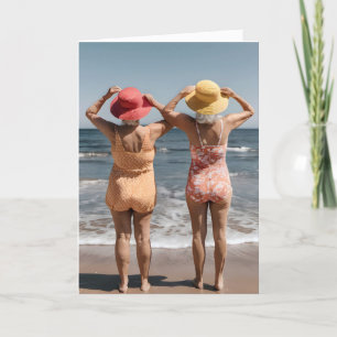 Old Lady Friends On a Beach  Card