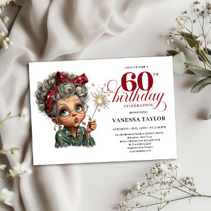 Old Lady Funny 60th Birthday Invite Party Card