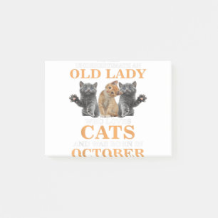 Old Lady Loves Cat Born In October Kitty Owner Mum Post-it Notes