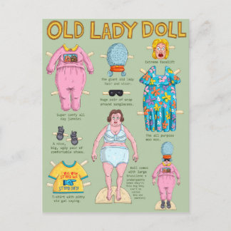 Old Lady Paper Doll. Postcard