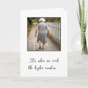 Old Lady Playing Hopscotch Birthday Humour Card