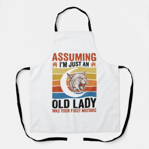 Old Lady Wildcat Vintage Funny Shirt Design_1 Apron