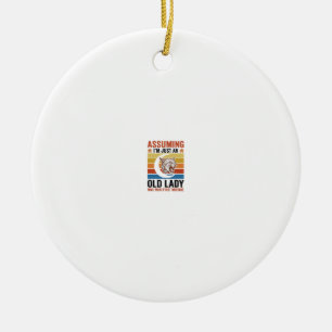 Old Lady Wildcat Vintage Funny Shirt Design_1 Ceramic Tree Decoration