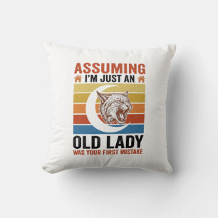 Old Lady Wildcat Vintage Funny Shirt Design_1 Cushion