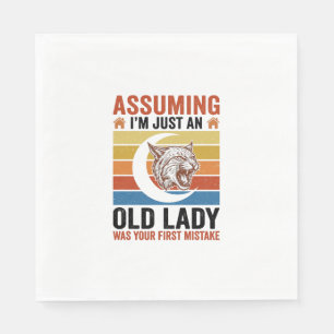 Old Lady Wildcat Vintage Funny Shirt Design_1 Napkin