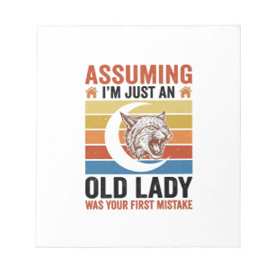 Old Lady Wildcat Vintage Funny Shirt Design_1 Notepad