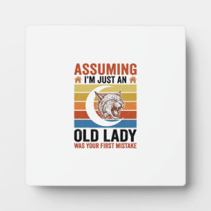 Old Lady Wildcat Vintage Funny Shirt Design_1 Plaque