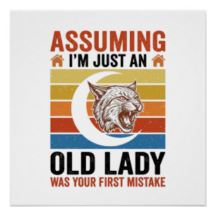 Old Lady Wildcat Vintage Funny Shirt Design_1 Poster