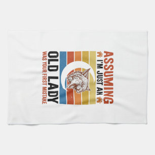 Old Lady Wildcat Vintage Funny Shirt Design_1 Tea Towel