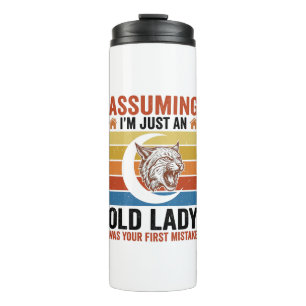 Old Lady Wildcat Vintage Funny Shirt Design_1 Thermal Tumbler